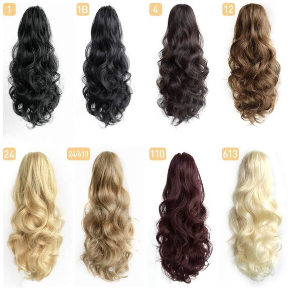 Wavy Ponytail Extension Claw Clip Synthetic Hair for Women 16in Dark Brown main image 5